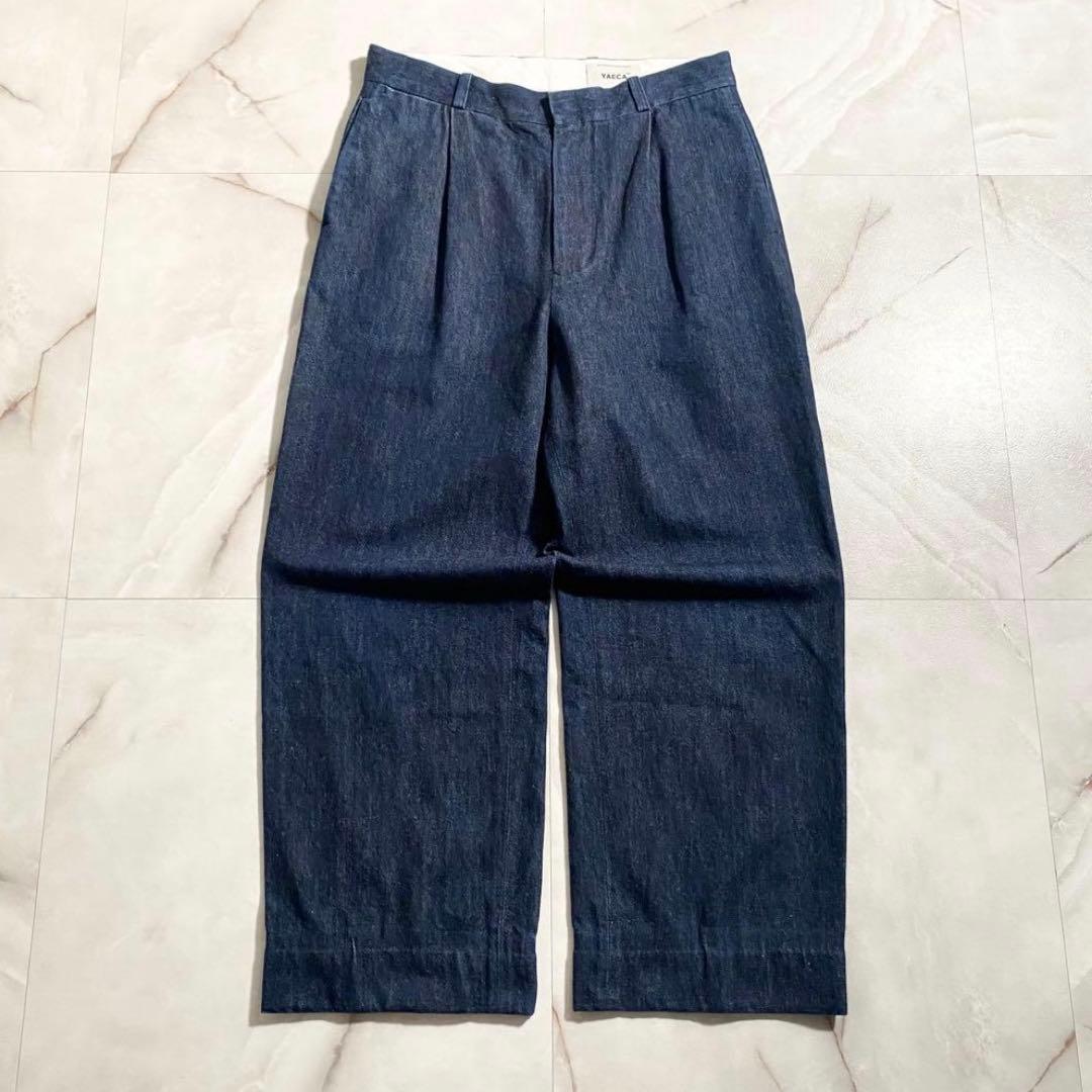 A16037 美品 ヤエカ チノタックストレート デニム インディゴ W30