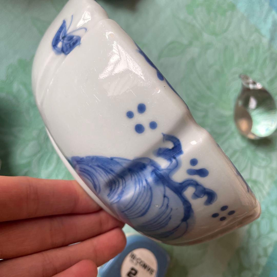 江戸期　古伊万里　染付　中深鉢　山水図