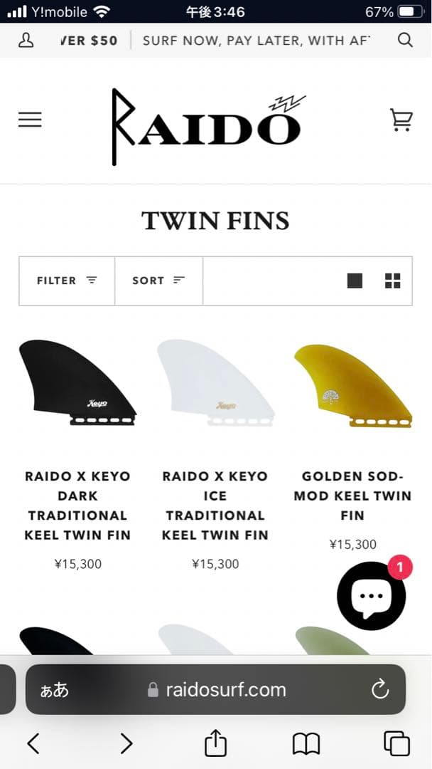 フューチャーフィン　ツインフィン　Raido surf