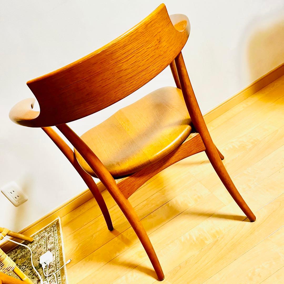 【美品】飛騨産業 HIDA クレセントアームチェア ウォールナット キツツキ①