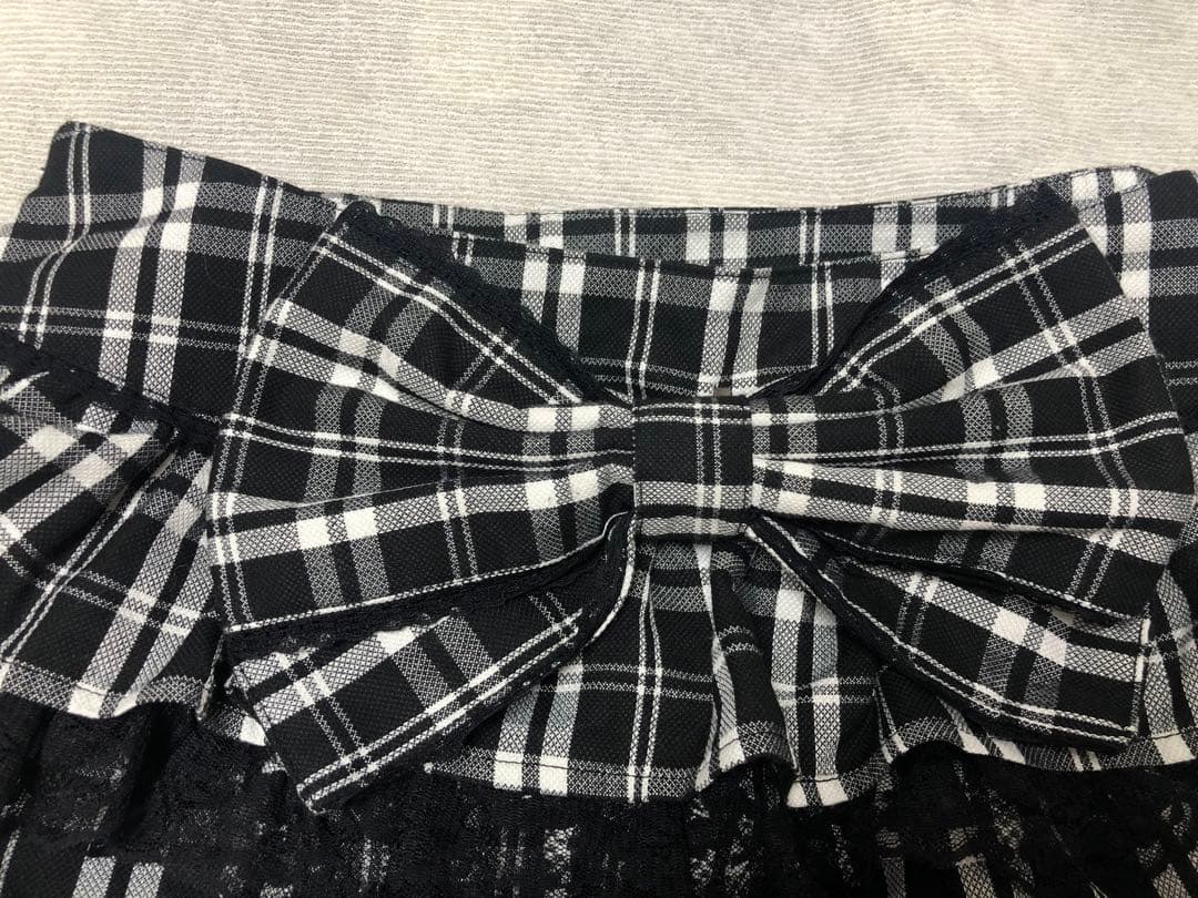 リズリサ系 3段フリル ミニスカート ビッグリボン チェックaxes femme