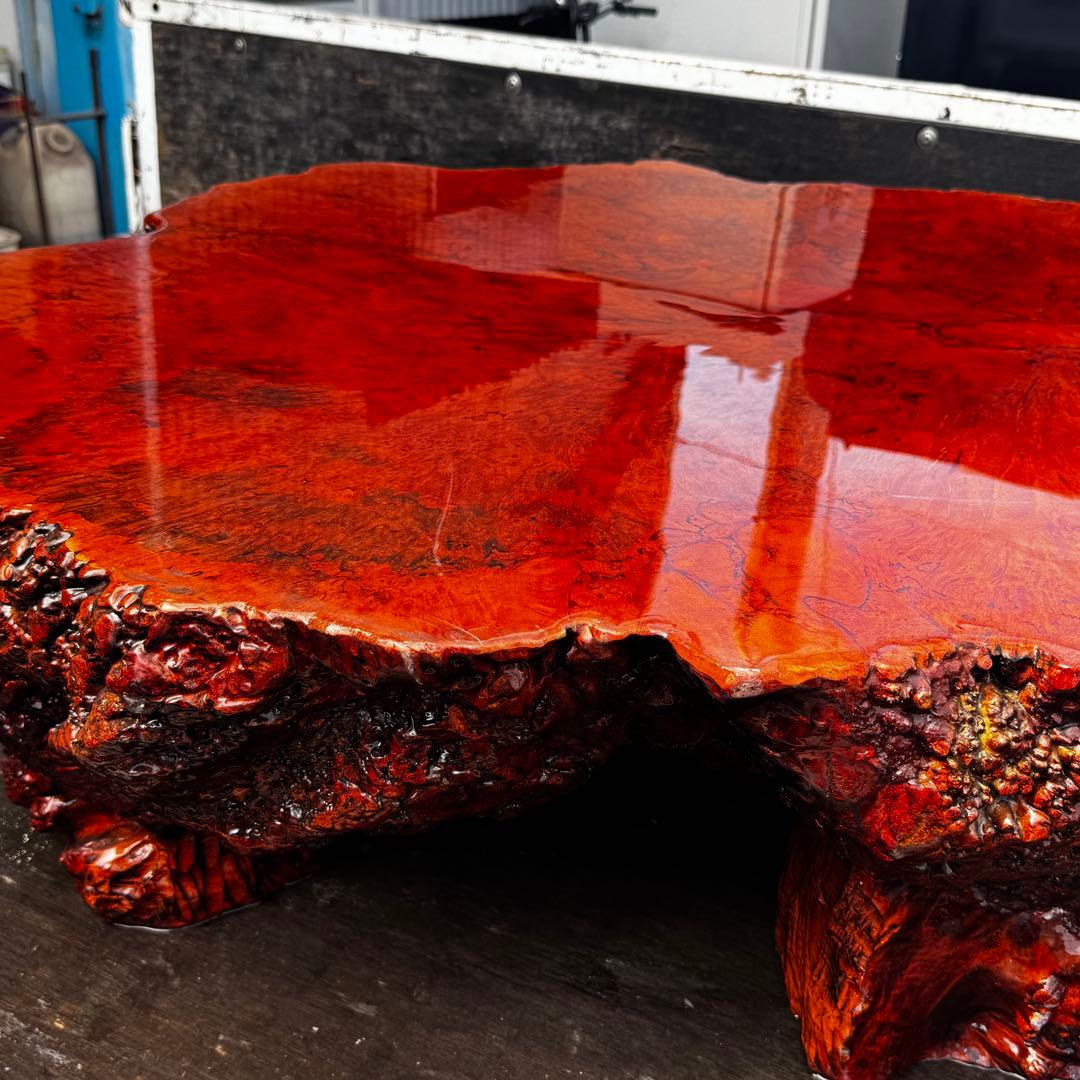 メイプル 座卓 瘤材 総無垢 脚一体型 希少品　応接間、和室等に最適。