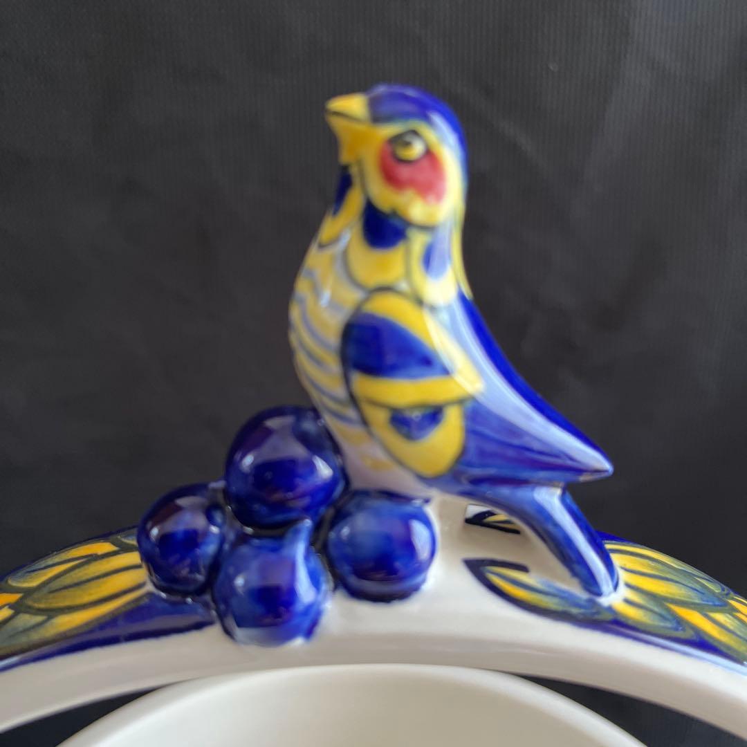 ロイヤルコペンハーゲン ブルーフェザン小鳥ハンドルバスケット