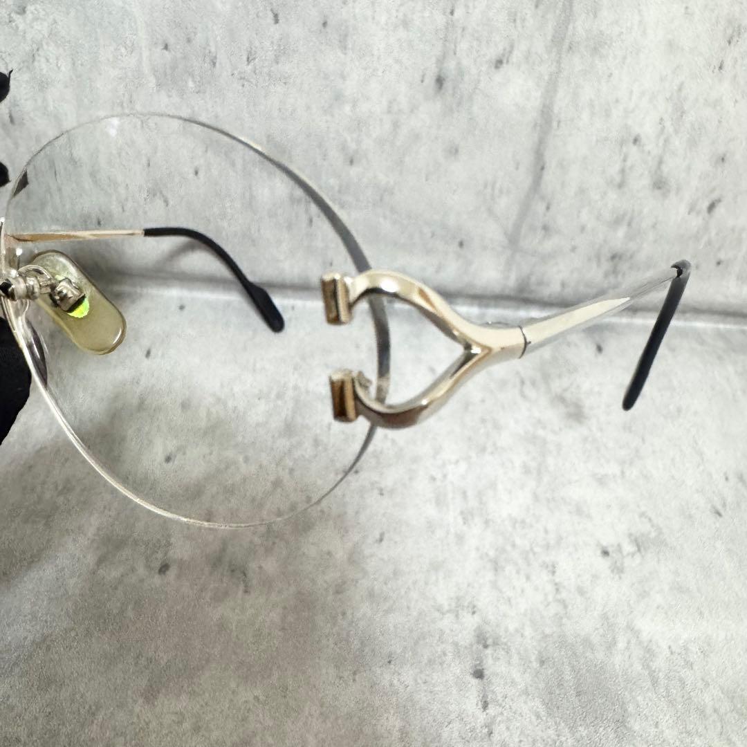 美品 Cartier カルティエ メガネ ツーポイント リムレス シルバー度入り