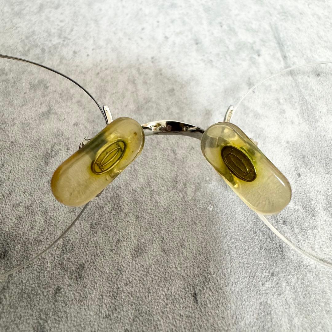 美品 Cartier カルティエ メガネ ツーポイント リムレス シルバー度入り