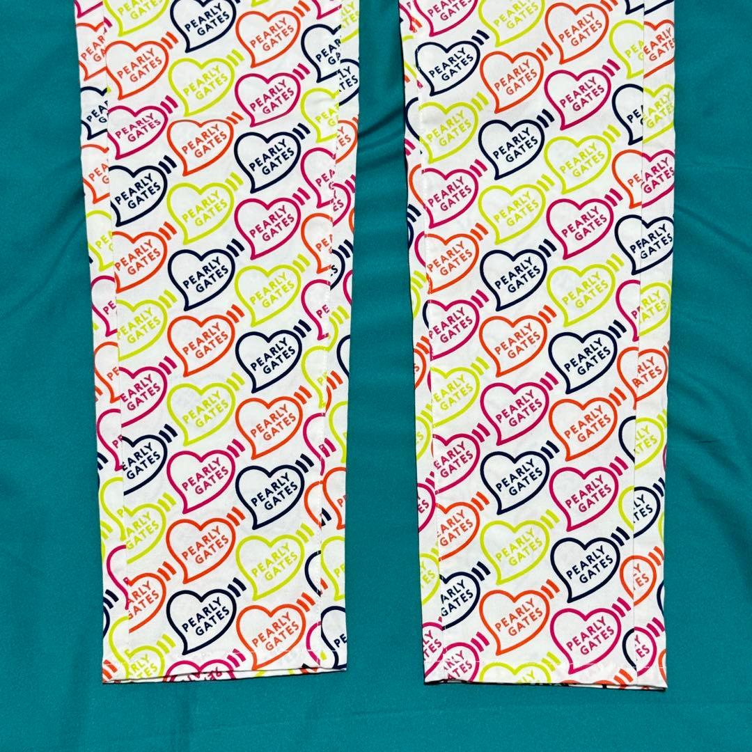 新品タグ付 PEARLY GATES ハート柄パンツ 22年モデル定価3.2万円