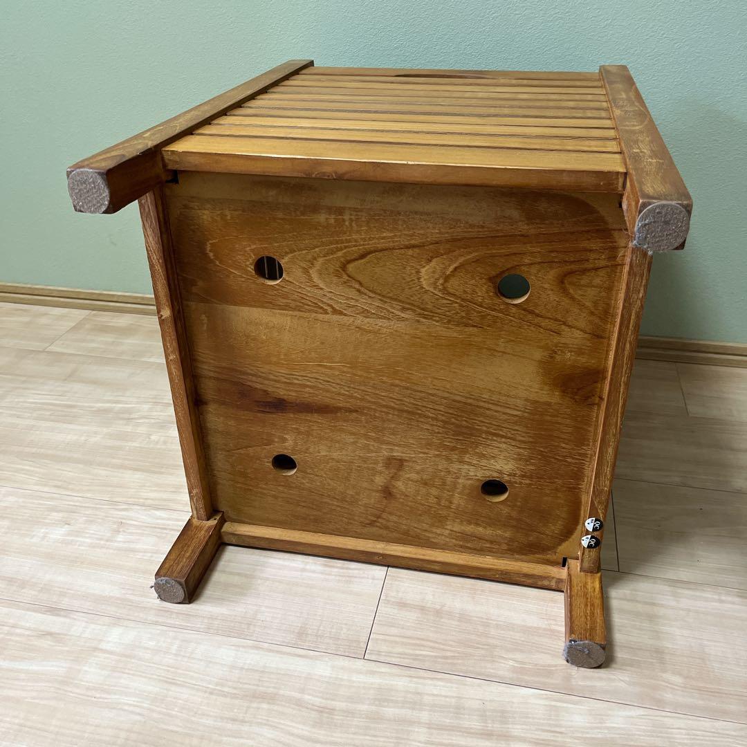 スキャンティークのスツールボックス　椅子チェア兼用目隠し収納家具