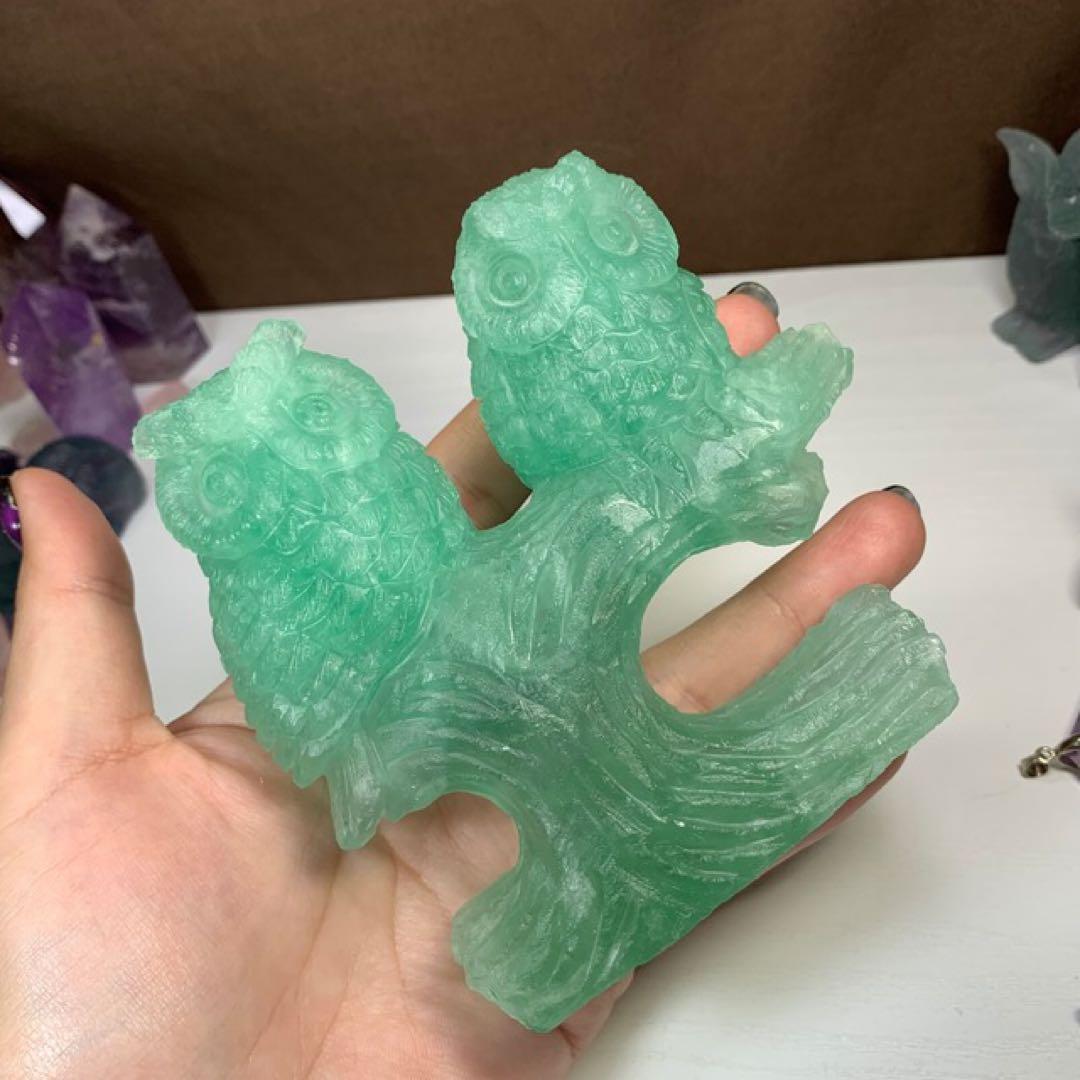 ALLSALE☆かわいいグリーンフローライト・ふくろう