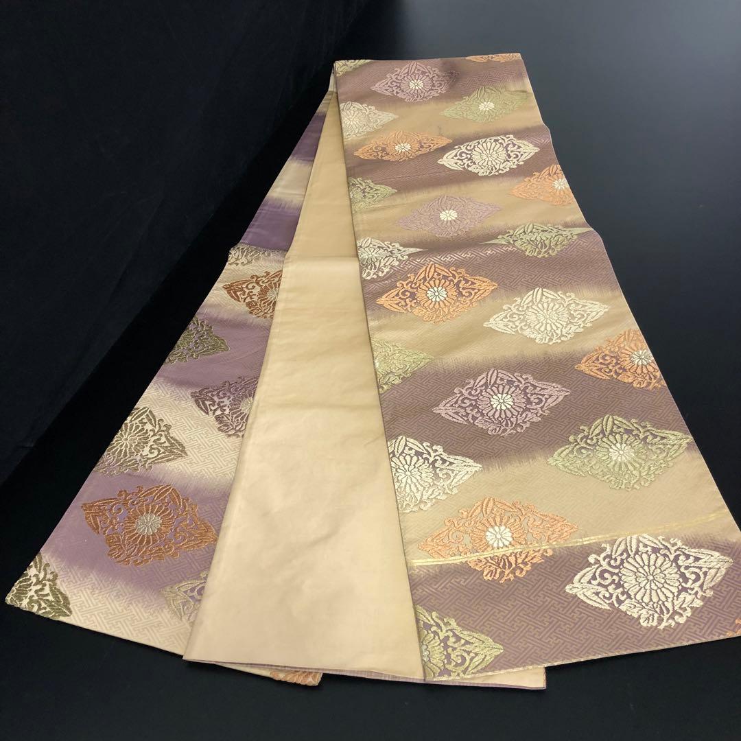 SO-760 袋帯 六通 正絹 紗綾形 花菱 グラデーション フォーマル