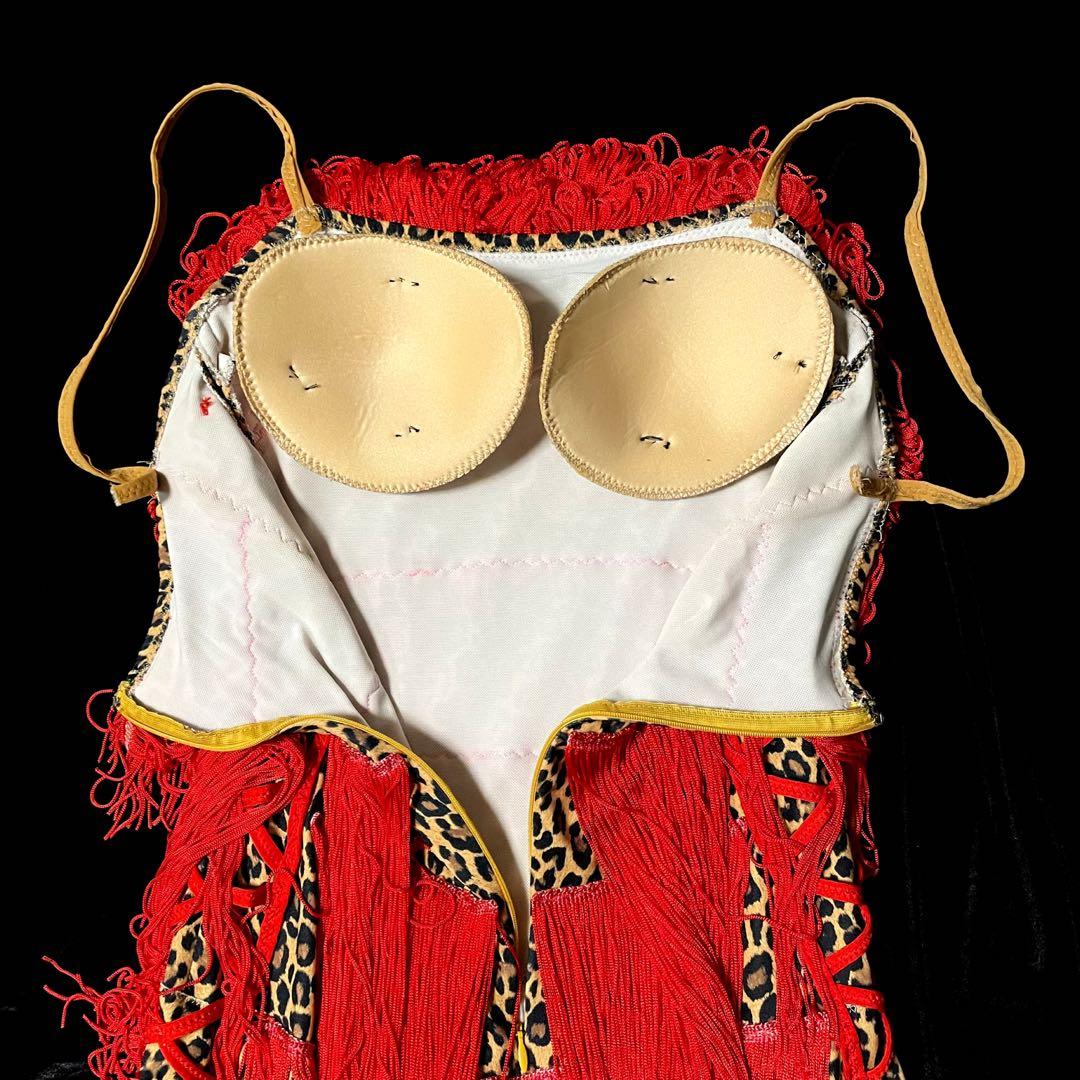 社交ダンス★ラテン フリンジドレス★レッド&アニマル柄★サイズS〜M★美品