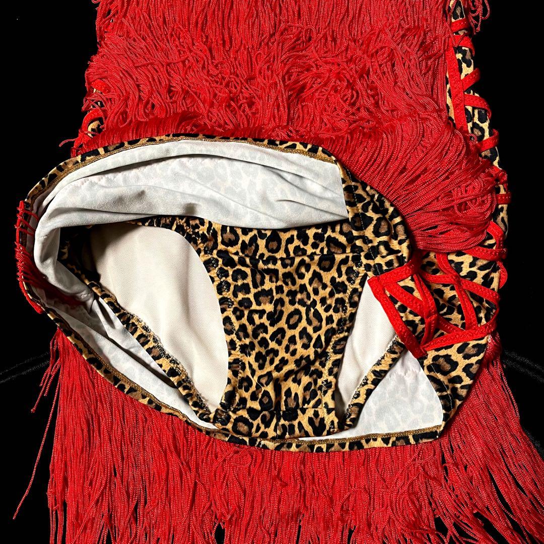 社交ダンス★ラテン フリンジドレス★レッド&アニマル柄★サイズS〜M★美品
