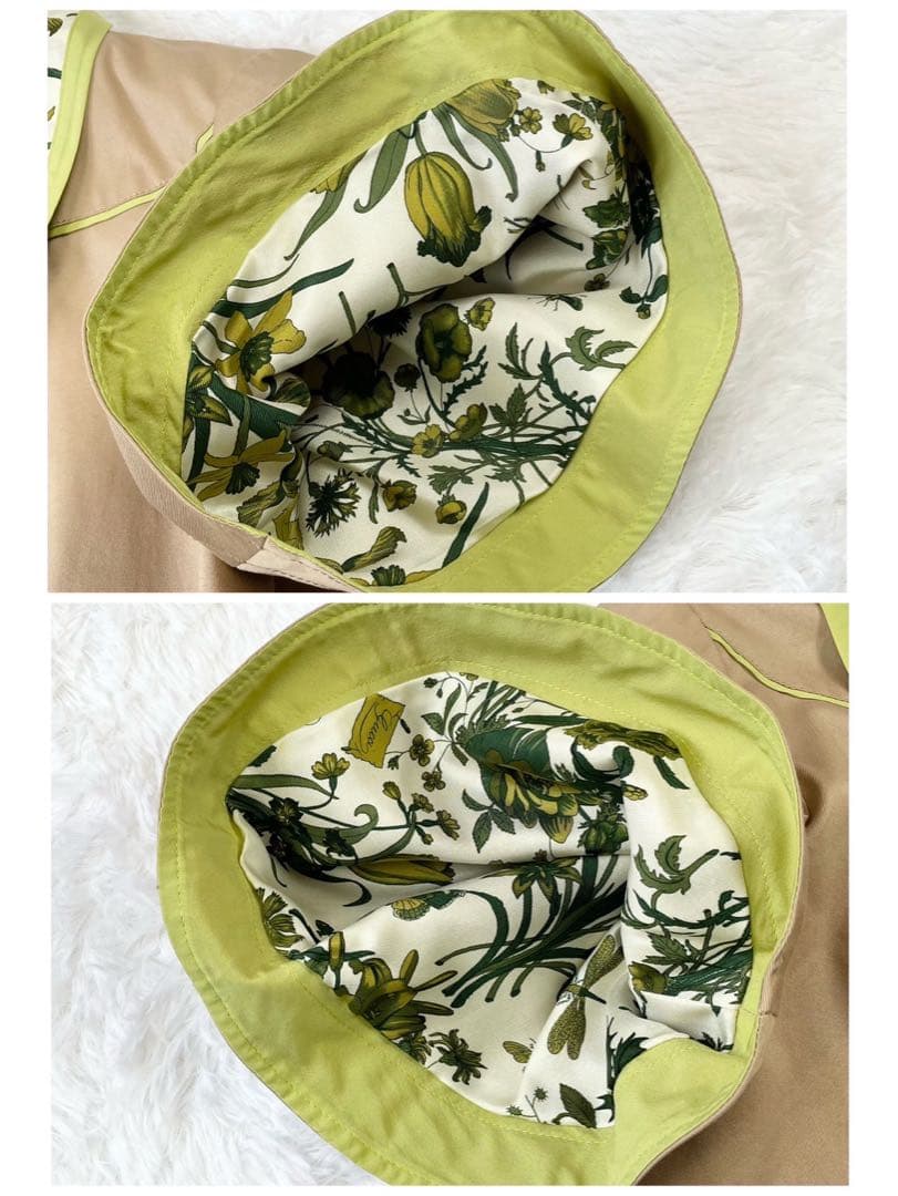 GUCCI ショートポンチョ シルク混 リボンタイ ボタニカル ベージュ 40