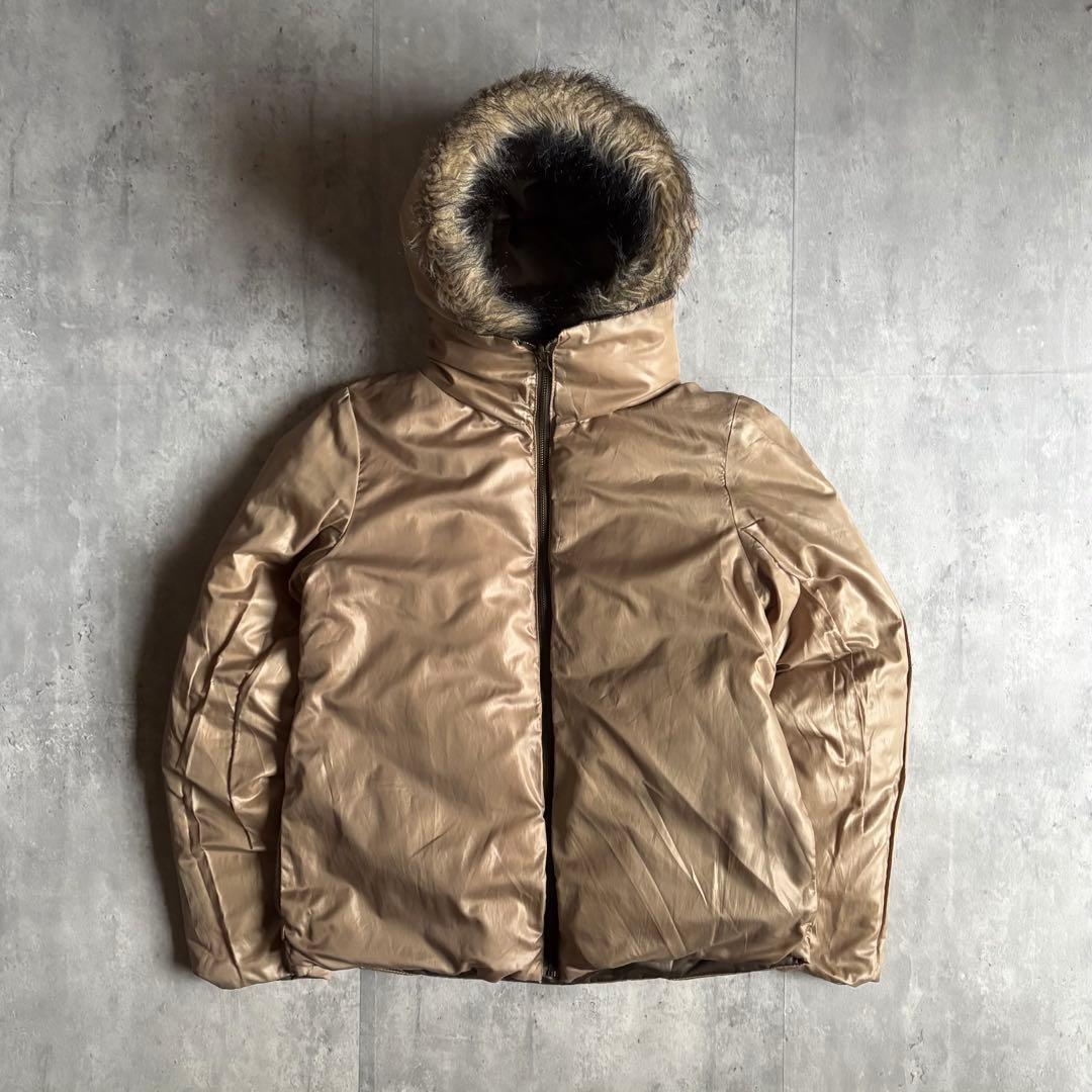 00s archive】リバーシブル ファー付 ダウンジャケット 短丈 y2k