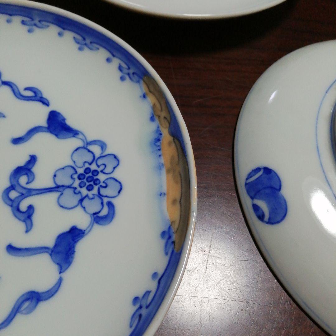 九谷焼　染付中皿　11枚　18.6cm　明治〜大正期