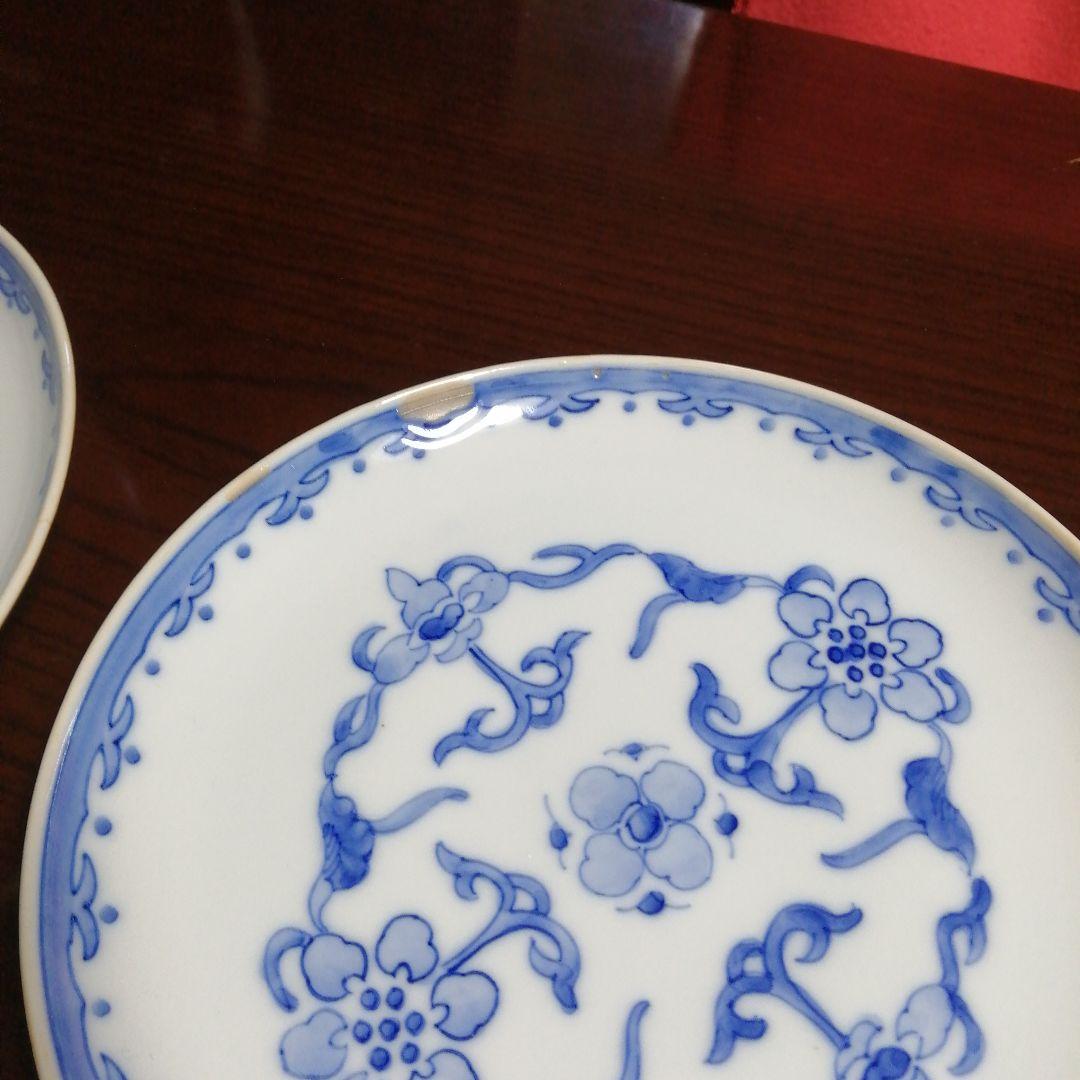 九谷焼　染付中皿　11枚　18.6cm　明治〜大正期