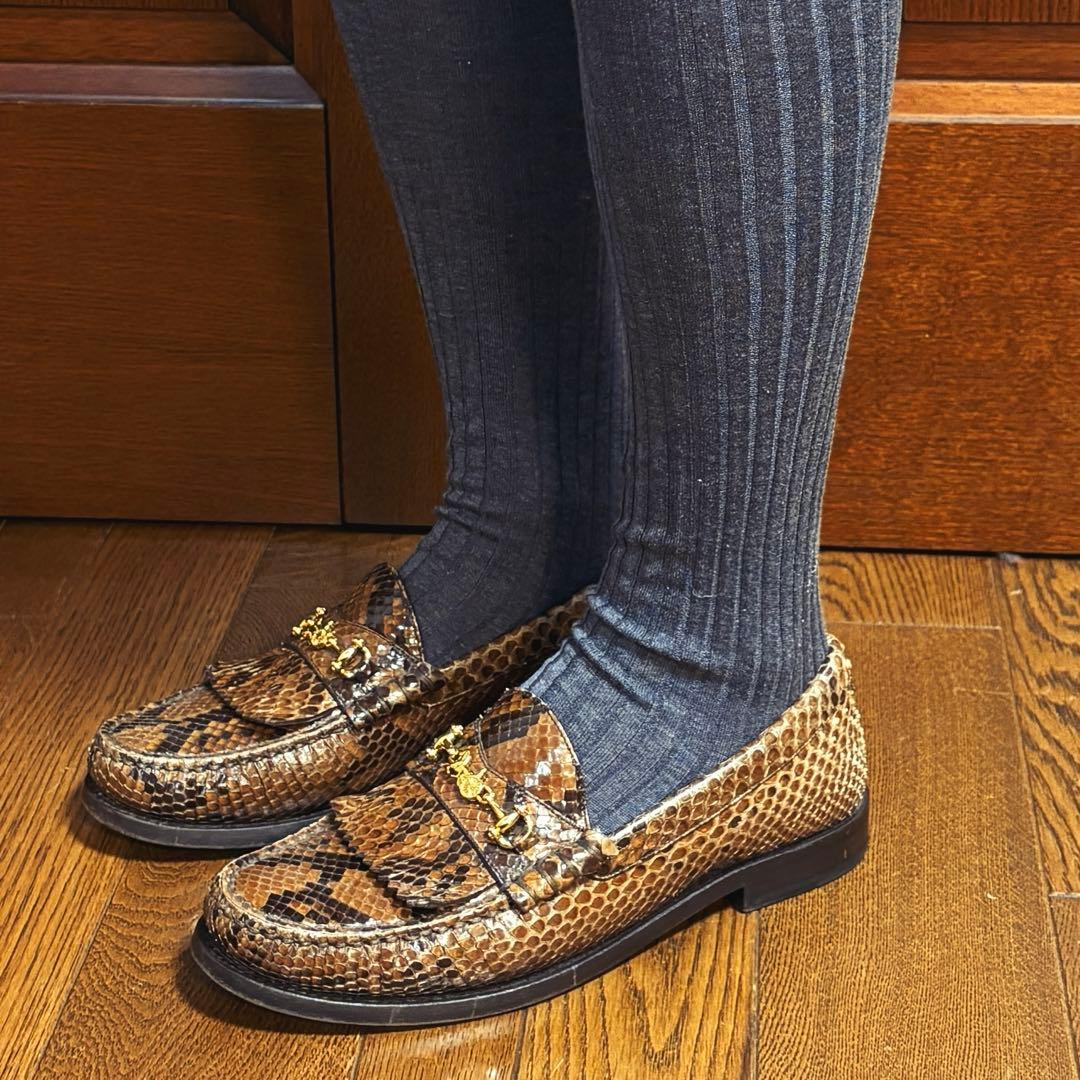 Celine パイソン ルコ フリンジ ホースビット サルキー ローファー 37