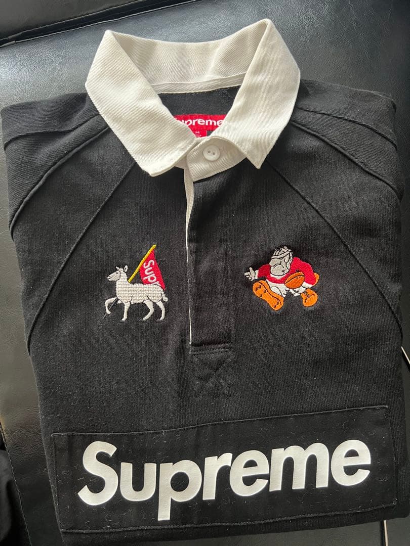 Supreme S/S Rugby Black M ラガーシャツ ボックスロゴ
