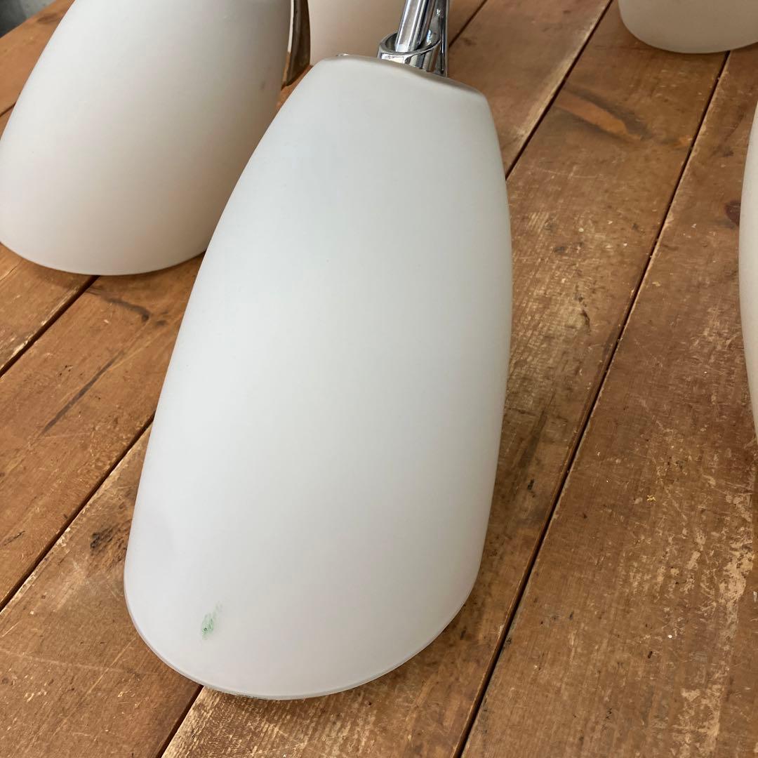 北欧レトロ 山田照明 6灯 シャンデリア すりガラスシェード 天井照明 白