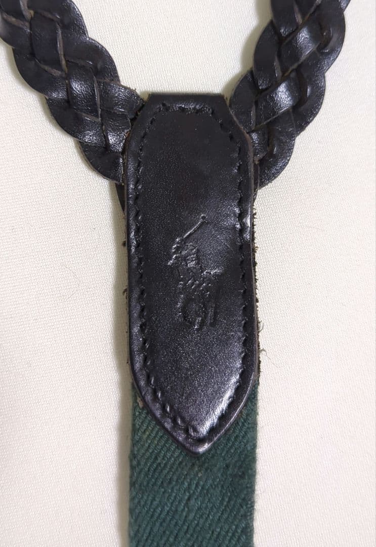 マサチューセッツ　Ralph Lauren　メッシュレザー　サスペンダー