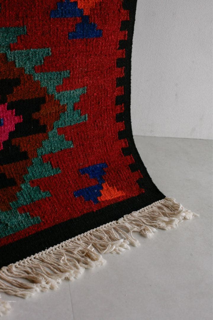 108cm×73cm キリムラグ　ウール　コットン　ネイティブ柄　アジアン