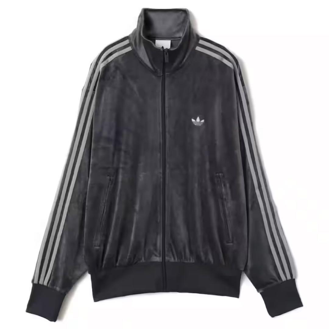 新品L⭐️adidas ファイヤーバード ベロア トラックトップ グレー