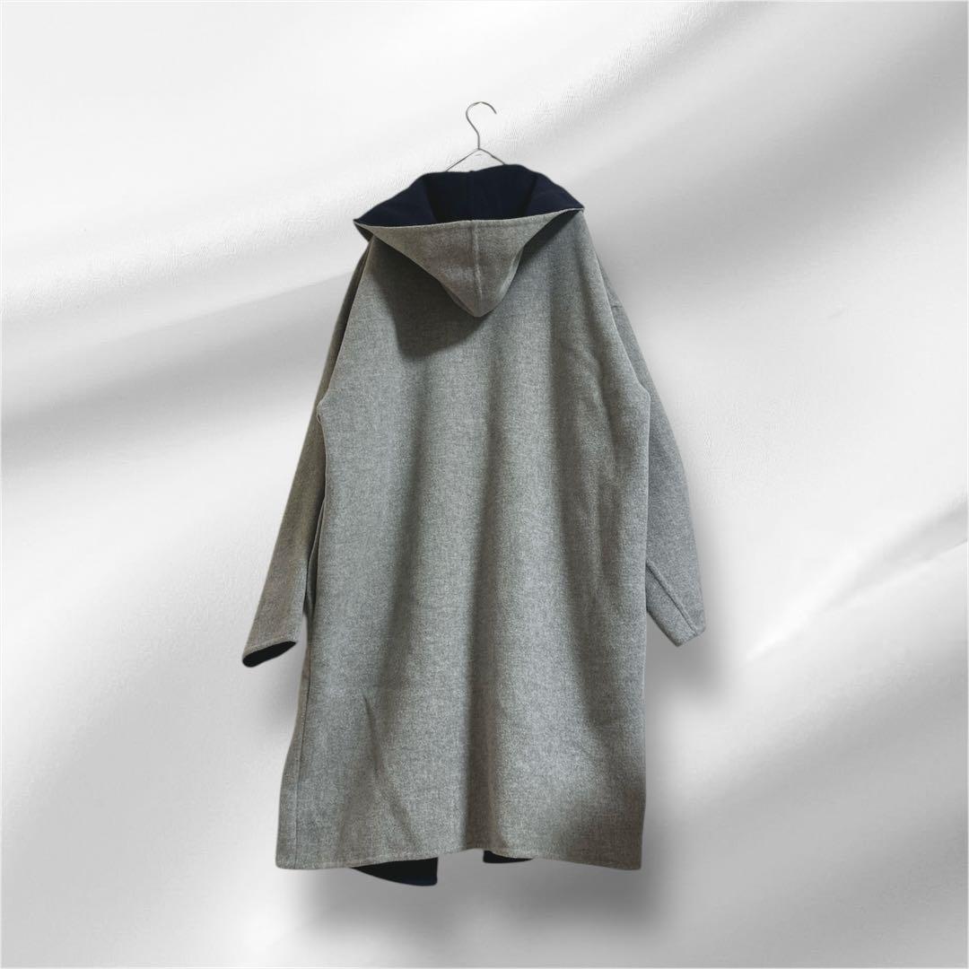 ENFOLD ソフトリバーフーデットコート /グレー ✖︎ネイビー38