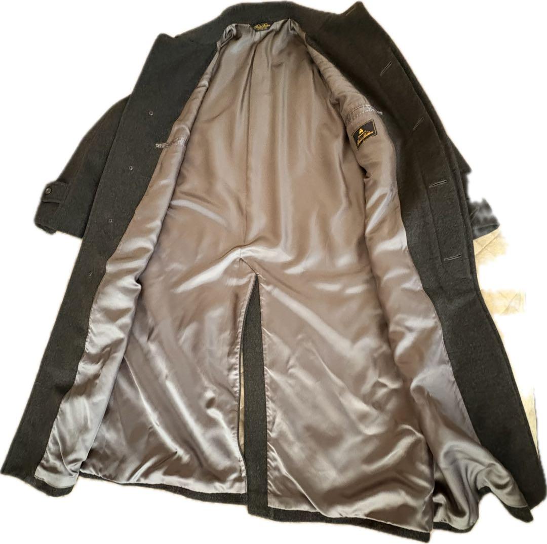 カシミヤ混 ブルックスブラザーズ ステンカラーコート チャコールグレー XL