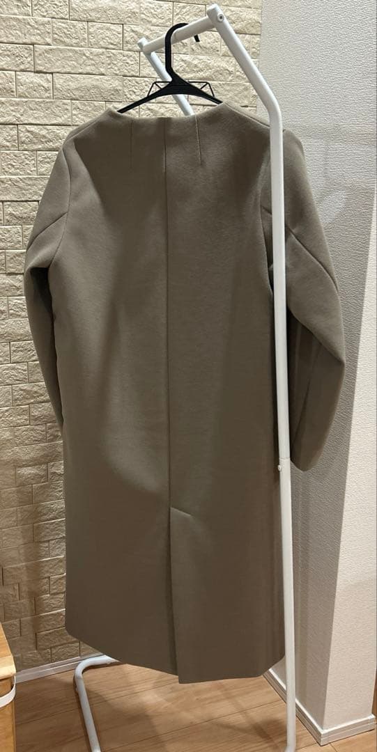 ナノユニバース　vネックノーカラーコート　モカ　ロングコート