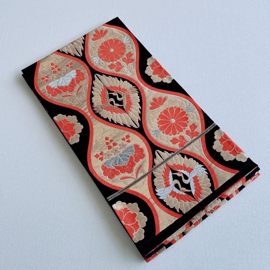 フルセット　七五三　7歳女の子　源氏車　鶴　金糸　金プリント　黒袋帯　菊7071