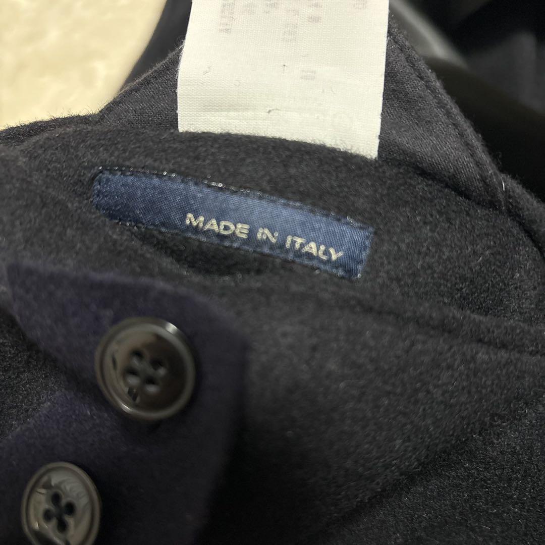 極美品 ラルディーニ チェスターコート ブートニエール ブラック ウール 46