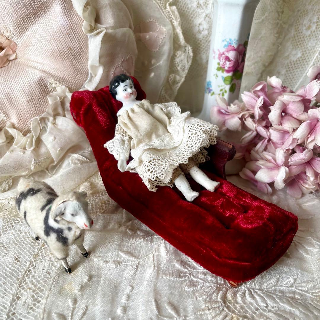 ドール用肩肘ソファ　長椅子　チェア　ヴィンテージ　検フランスアンティーク