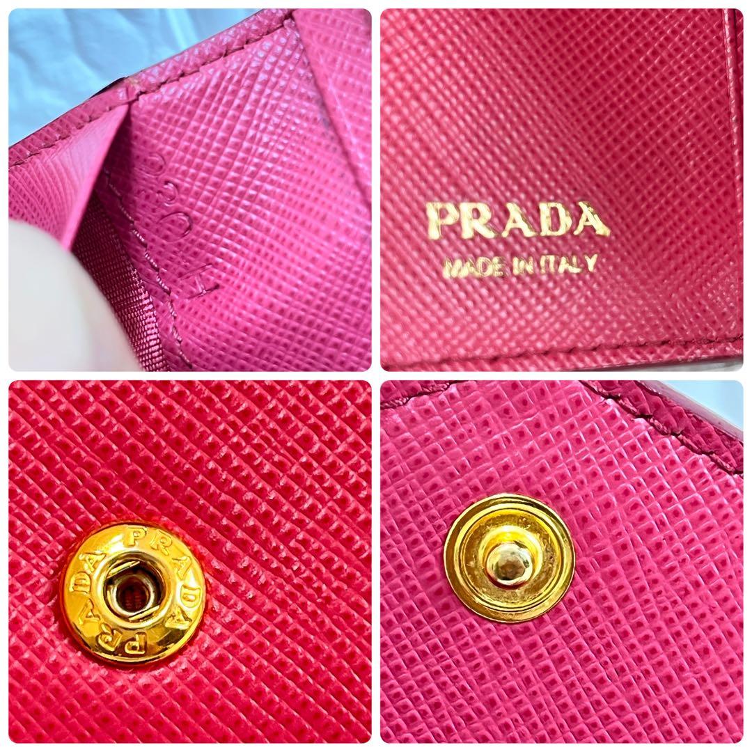 美品✨PRADA シャイン　キーケース　4連　ローズピンク　キーリング