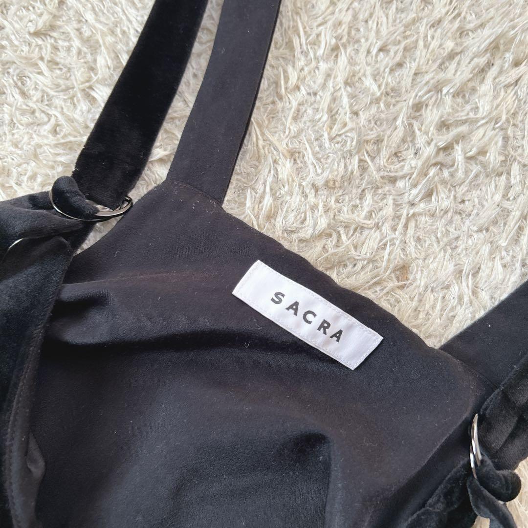 美品　SACRA サクラ トリアセテートベロア サロペット オールインワン
