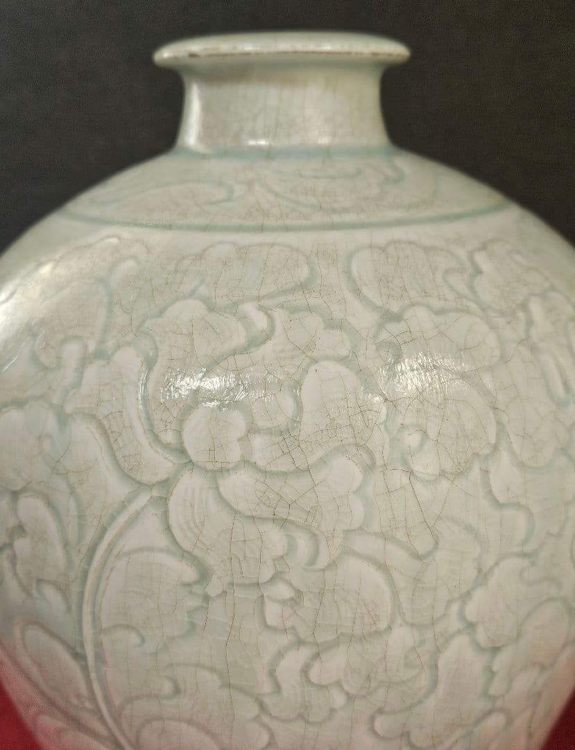 中国古美術　中国古陶磁器　古玩　青白磁　影青　彫花文　瓶　罐　大壺　唐物　古渡り