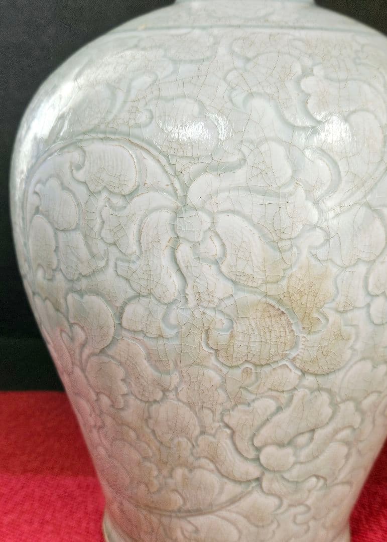 中国古美術　中国古陶磁器　古玩　青白磁　影青　彫花文　瓶　罐　大壺　唐物　古渡り