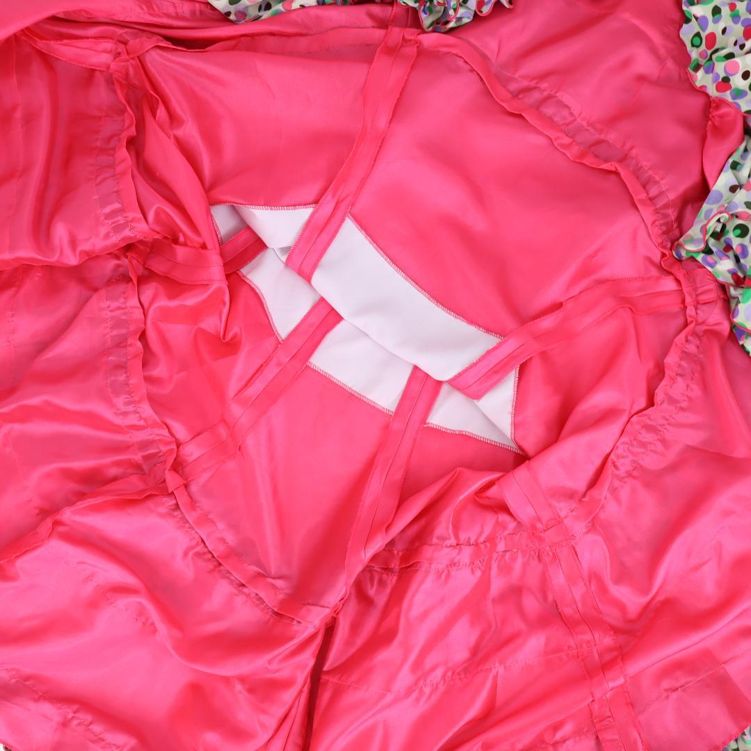 美品 フラメンコ衣装】光沢ピンク×マルチカラー柄 ブラウス ファルダ