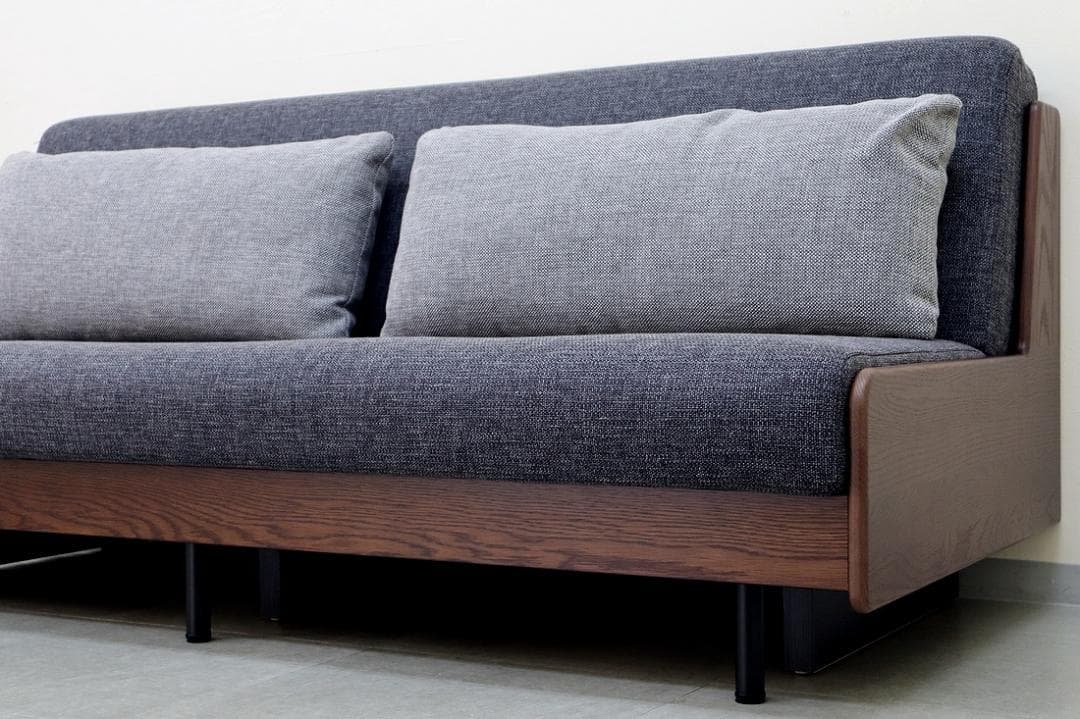 美品 モーブル リテリー ペース ごろ寝ソファ オーク材 ソファベッド 3人掛け