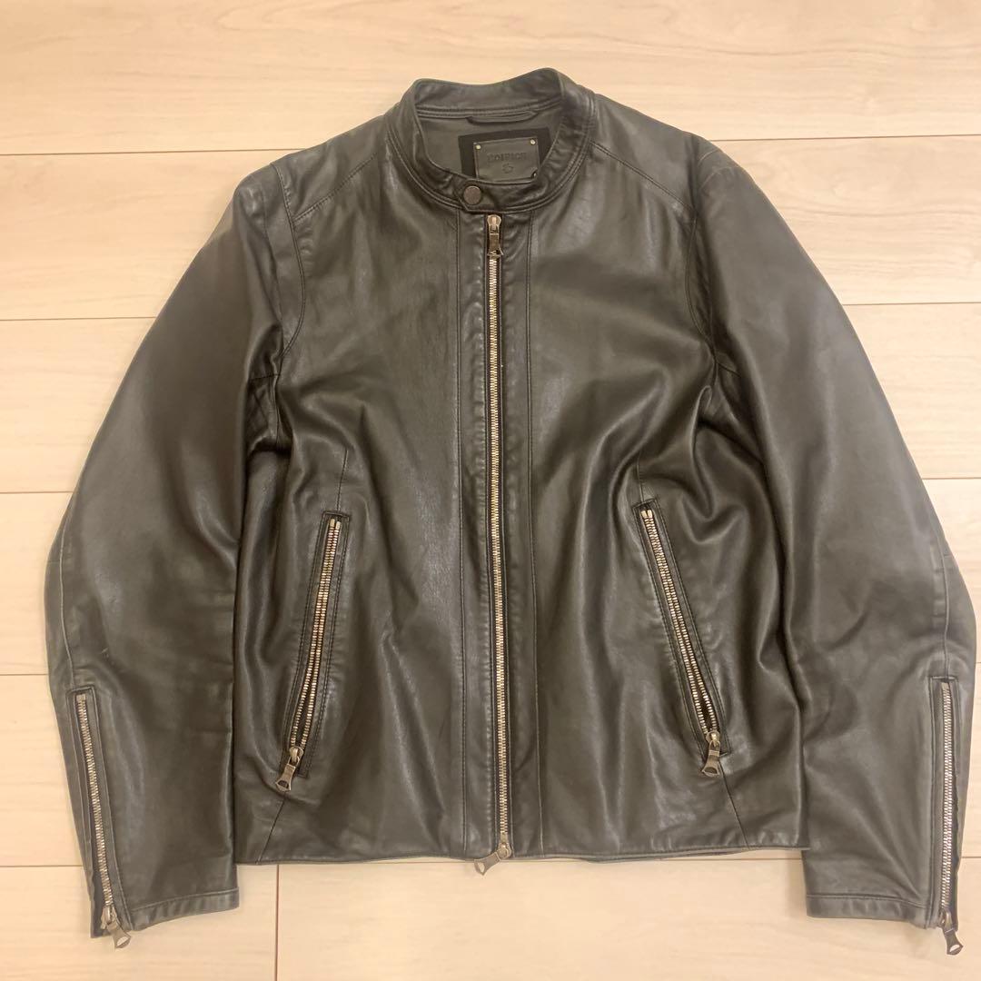 メンズ革コートショートシングルコート鹿革イタリア革