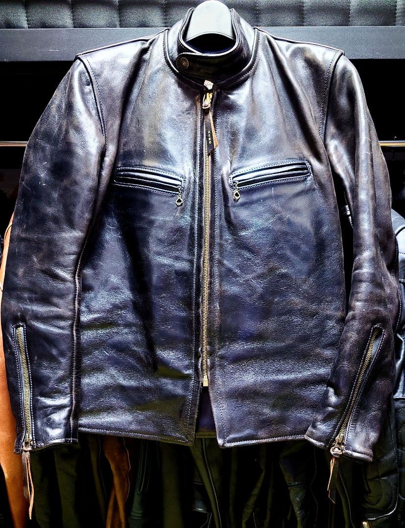 ☆エアロレザー シングルライダースジャケット ホースハイド 34