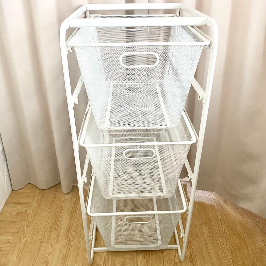 IKEA ALGOT ホワイトメッシュ3段ラック - メルカリ