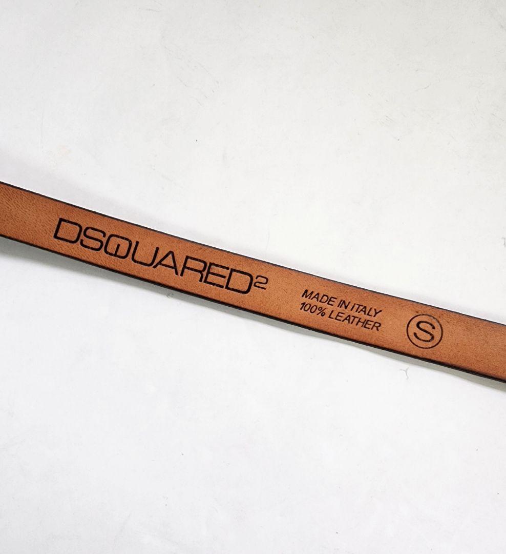 【良品】ディースクエアード 本革 ベルト クロコダイル ブラウン系 シルバー金具