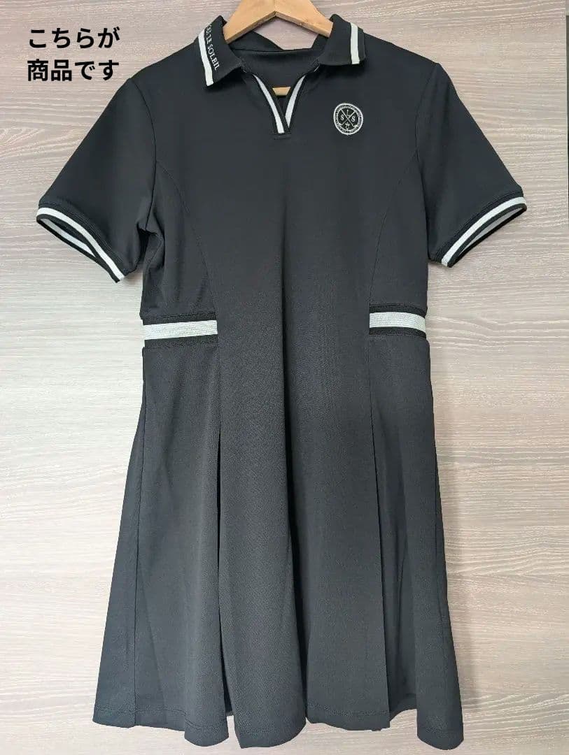 【美品】a.v.v　レディースゴルフウエア　ラインリブポロワンピース　Ｌ