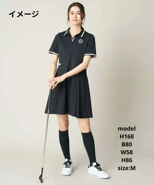 【美品】a.v.v　レディースゴルフウエア　ラインリブポロワンピース　Ｌ