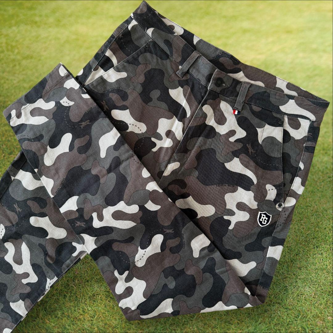 パーリーゲイツ パンツ 迷彩 カーキ カモフラ 黒 茶 L〜XL相当