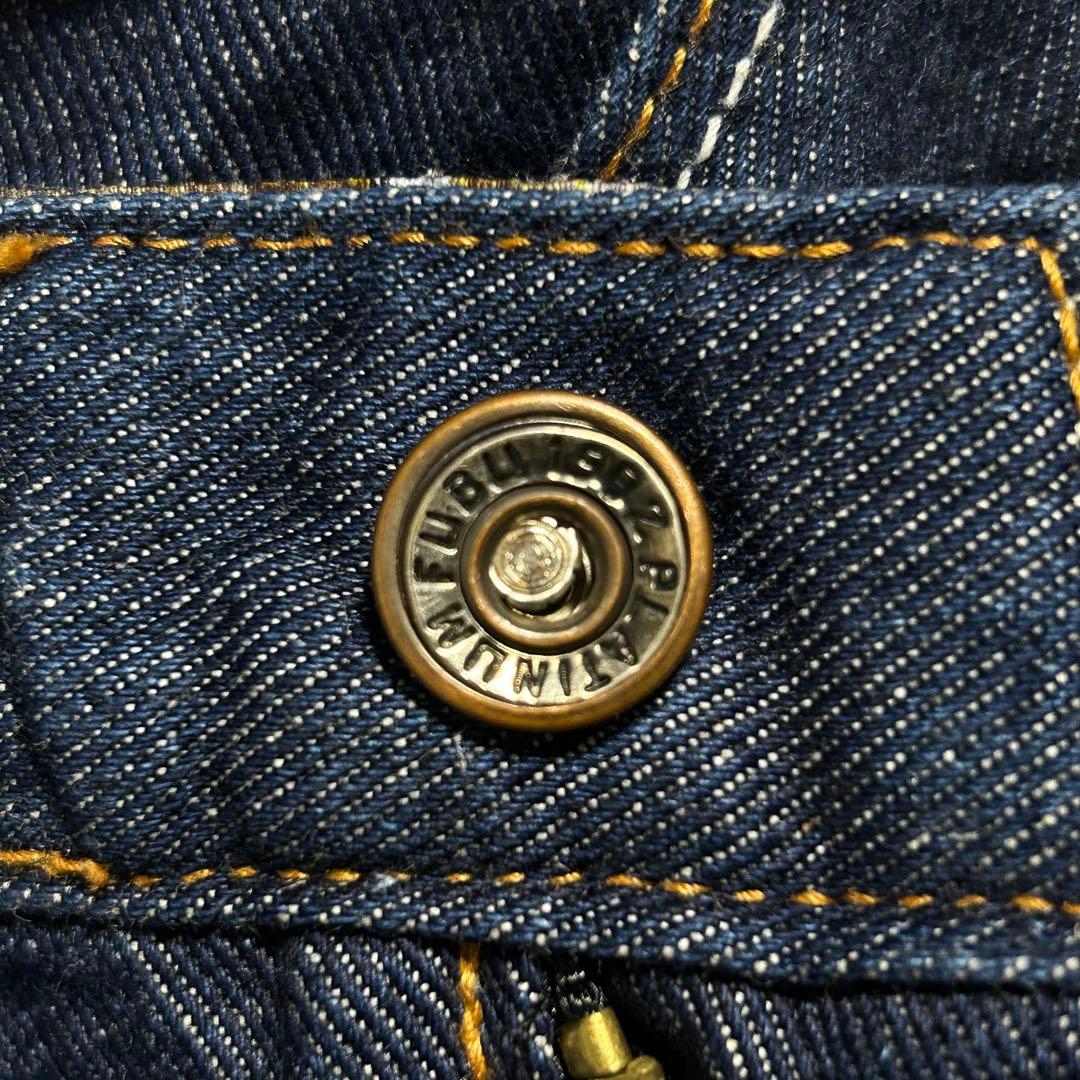 プラチナムフブデニムパンツF110ダブルニーw36FUBU刺繍ロゴb系Y2K古着
