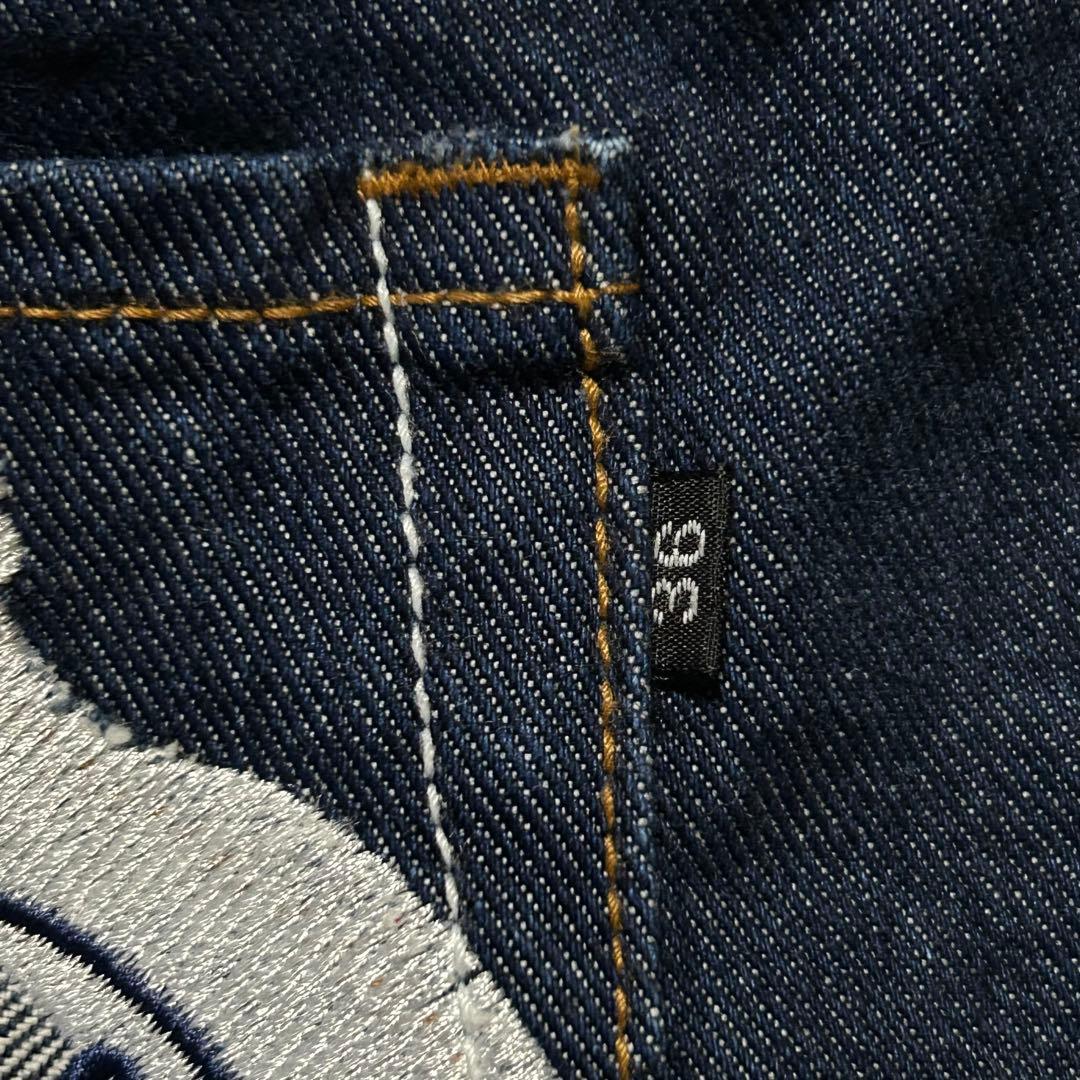 プラチナムフブデニムパンツF110ダブルニーw36FUBU刺繍ロゴb系Y2K古着