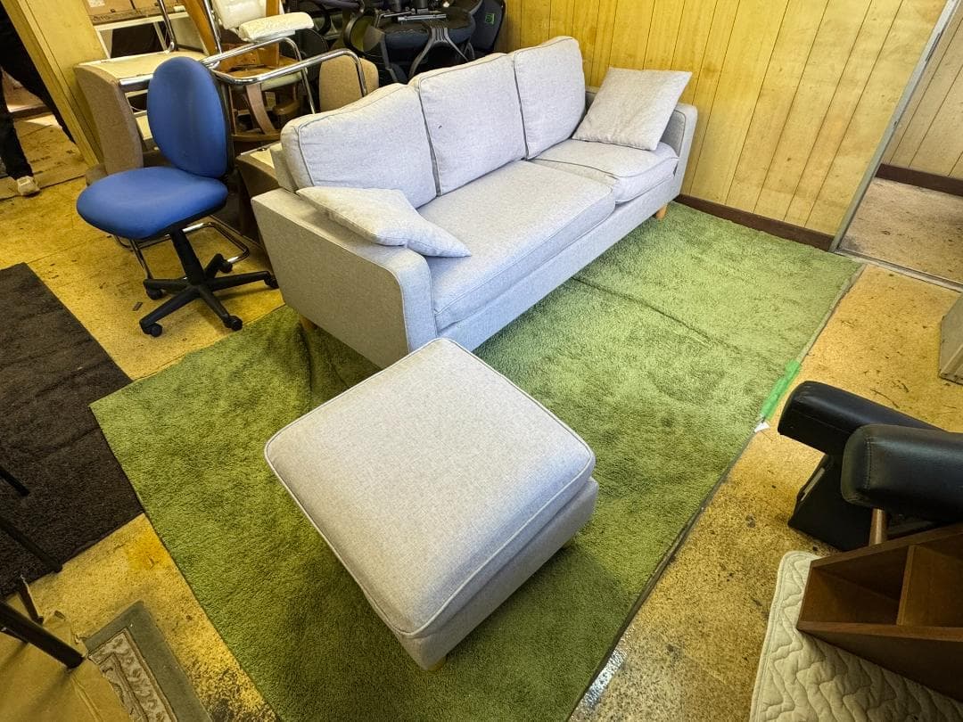 (4201W2)*3人掛けソファ オットマン付き グレー