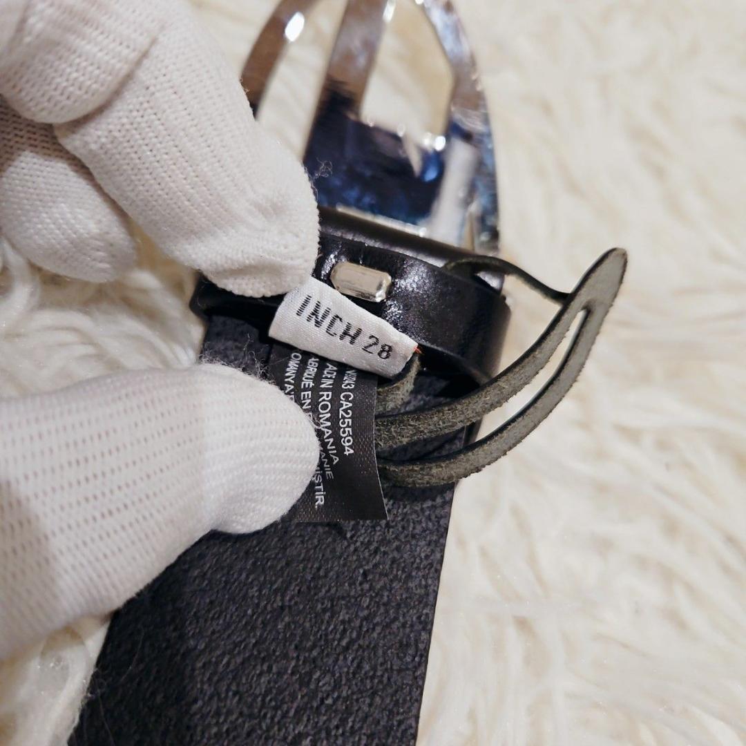 美品 DIESEL カウレザー ベルト 本革ベルト 70/28 デカロゴ 黒