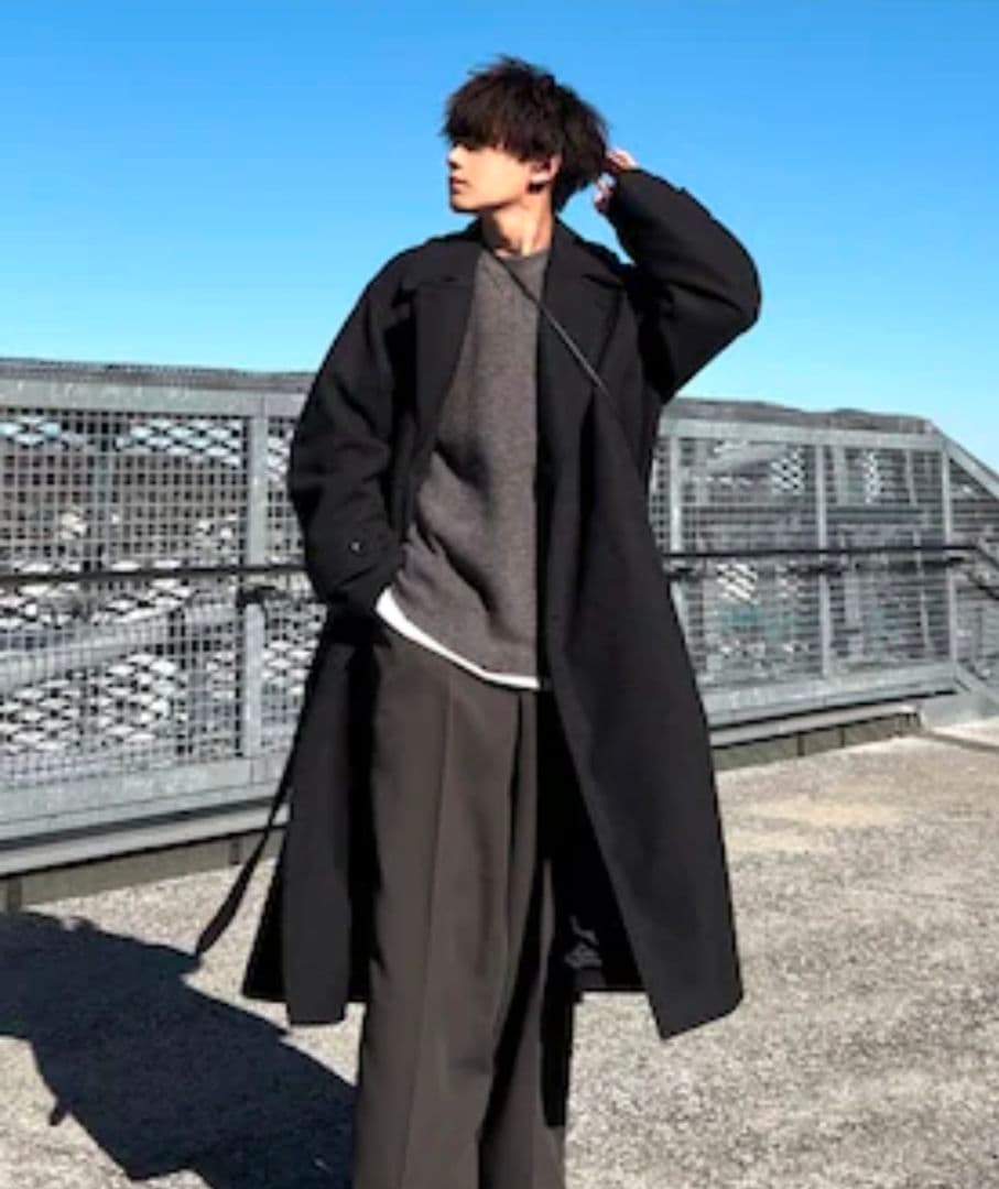 ほぼ未使用 WYM LIDNM SMOOTH MELANGE WRAP COAT