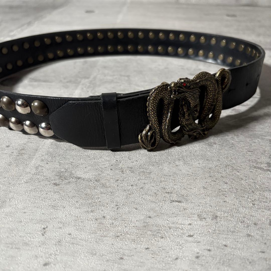y2k VIVIENNE TAM レザー ベルト 双龍 ドラゴン スタッズ 黒 - メルカリ